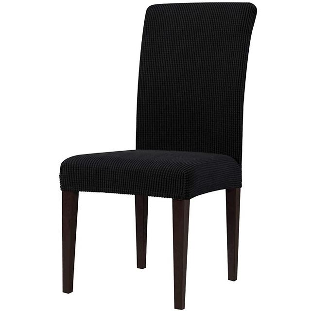 subrtex Dining Room Chair Slipcovers Sets Stretch Furniture Protector Covers for Armchair Removable Washable Elastic Parsons Seat Case for Restaurant Hotel Ceremony(4,Black)