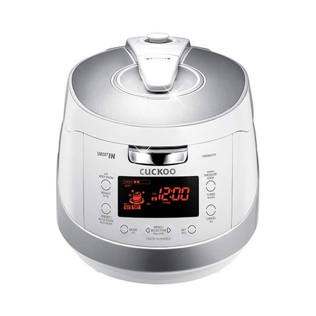 Cuckoo CRP-HS0657F 6 cup Induction Heating Pressure Rice Cooker – 18 Built-in Programs Including Glutinous, GABA, Mixed, Sushi and More, Non-Stick Coating, Made in Korea, White/Silver, 6 C