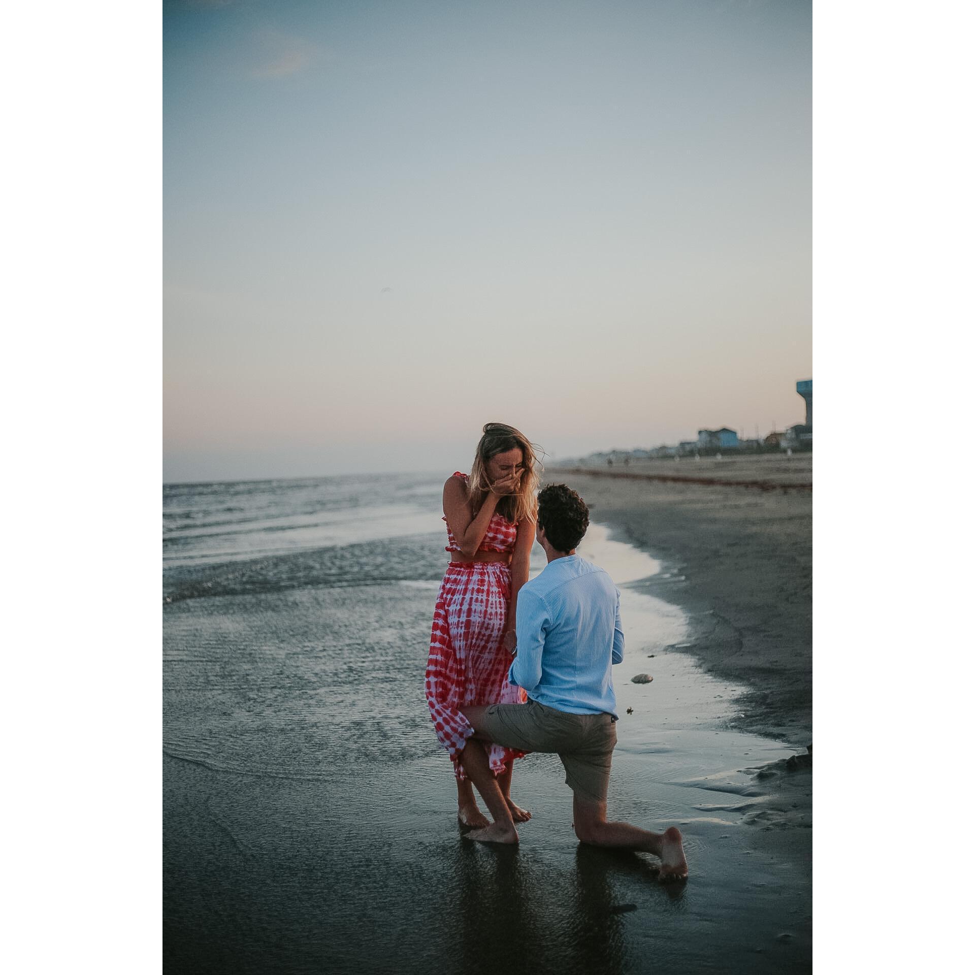 When he popped the question! Louis surprised me and most of my family during a family beach trip.
