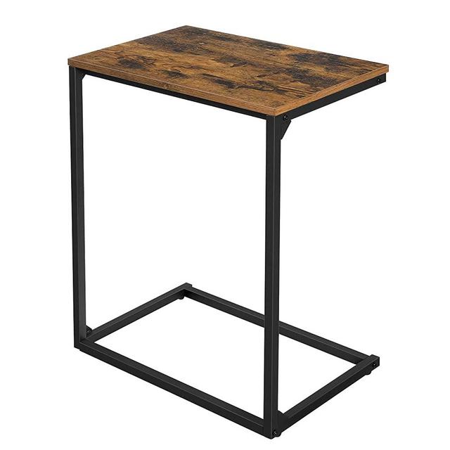 VASAGLE ALINRU Sofa Side Table, Laptop Table, End Table, Work in Bed or on The Sofa, Simple Structure, Stable, for Living Room, Industrial Style, Rustic Brown and Black ULNT52BX