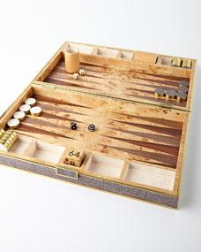 AERIN Chocolate Shagreen Backgammon Set