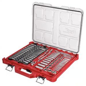 Milwaukee Packout 1/4 and 3/8 in. drive Metric and SAE Ratchet and Socket Set 90 teeth