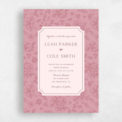 Dusty Pink Wedding Invitation - Selindra Portrait