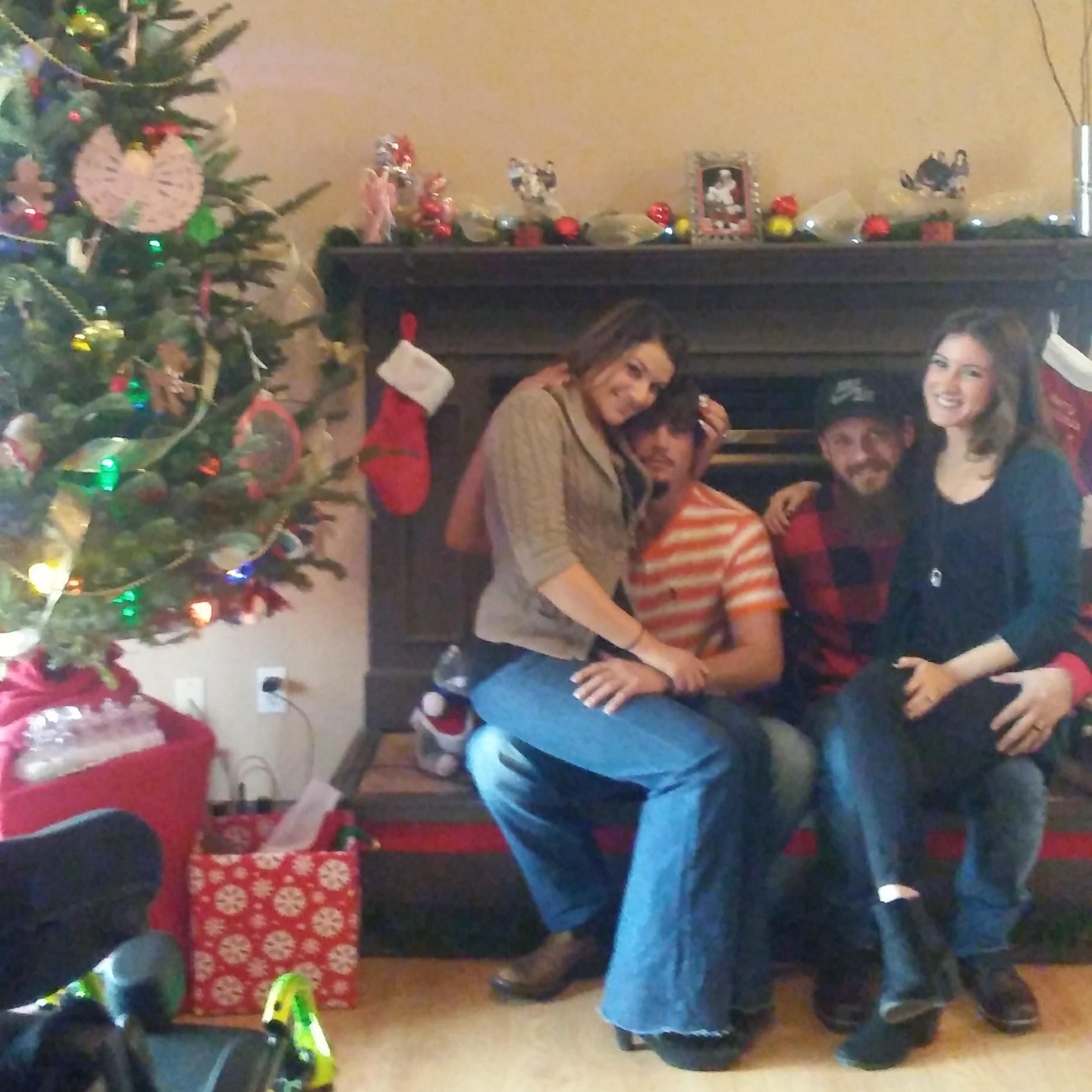 Bride and Groom with Groomsman, Evan Wood and Bridesmaid, Makaela Wood Christmas 2016 Amherst, VA
