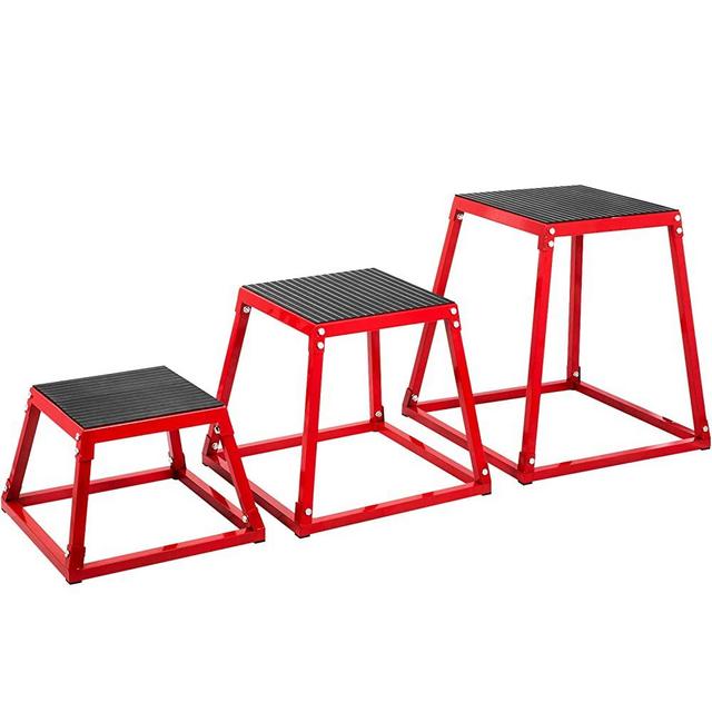Happybuy Plyometric Box Set，12/18/24 Inch 3 PCS Set Plyometric Platform and Jumping Agility Box Set,Red Plyometric Platforms,for Jump Exercise Fit Training & Crossfit & Conditioning