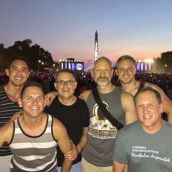 At the anniversary of the Apollo launch on the Washington Monument.