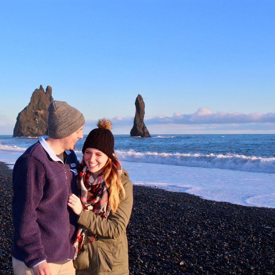 Post-proposal photo shoot in Vik, Iceland.