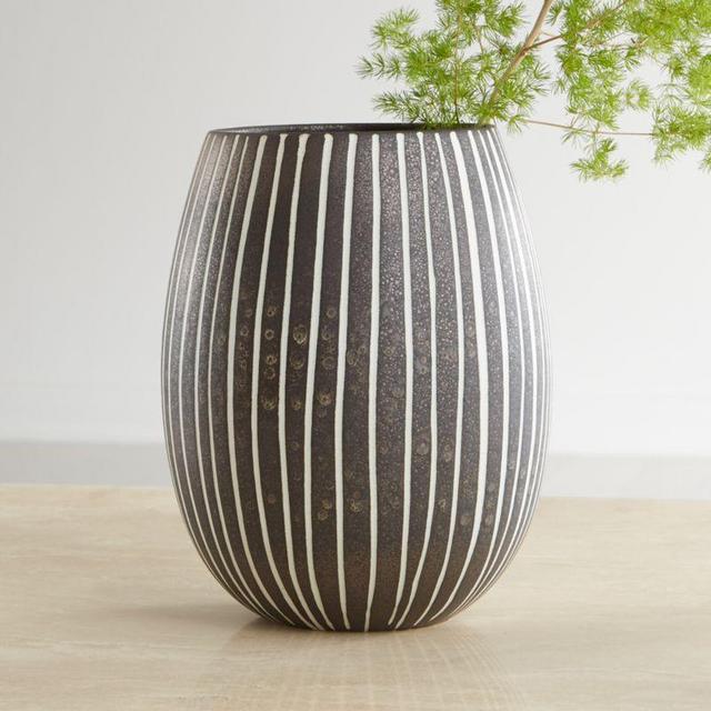 Crate & Barrel Bolton Black and White Striped Vase