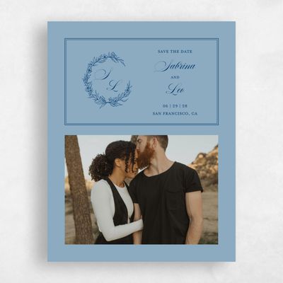 Dusty Blue Wedding Save the Date - Goundry Portrait