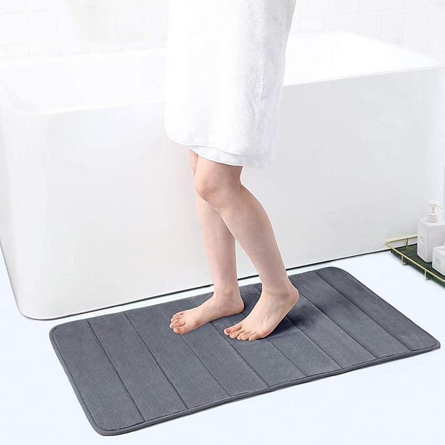 Buganda Memory Foam Soft Bath Mats - Non Slip Absorbent Bathroom Rugs Rubber Back Runner Mat for Bathroom Floors 24" x 35.4", Dark Grey