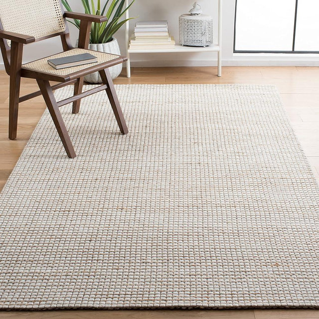 SAFAVIEH Natural Fiber Collection Area Rug - 8' x 10', Natural & Ivory, Handmade Farmhouse Jute & Wool, Ideal for High Traffic Areas in Living Room, Bedroom (NFB553A)