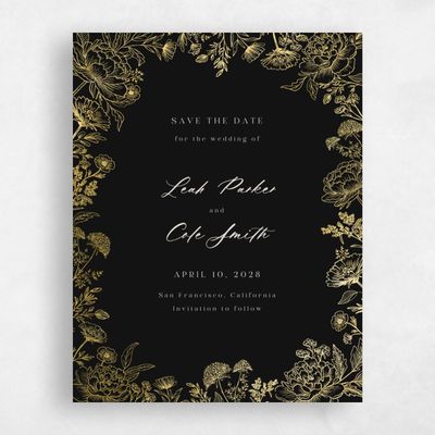 Black Wedding Save the Date - Vicenza Portrait Foil
