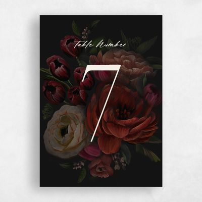 Black Wedding Table Number - Malina