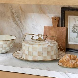 Mocha Check Stainless Steel Cake Carrier