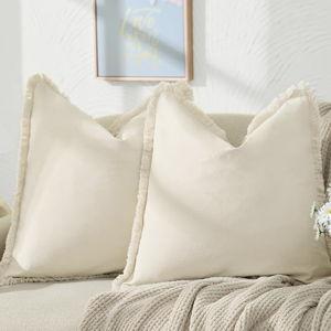ZWJD Pillow Covers 22x22 Set of 2 Beige Throw Pillow Covers