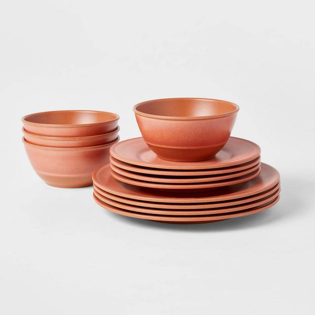 12pc Melamine Lancashire Dinnerware Set Terracotta - Threshold™