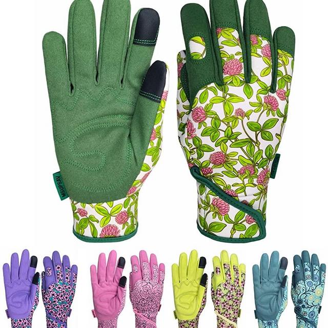 MSUPSAV Gardening Gloves for Gardening,Synthetic Leather Garden Gloves,Work Gloves with Touch Screen,Light-duty