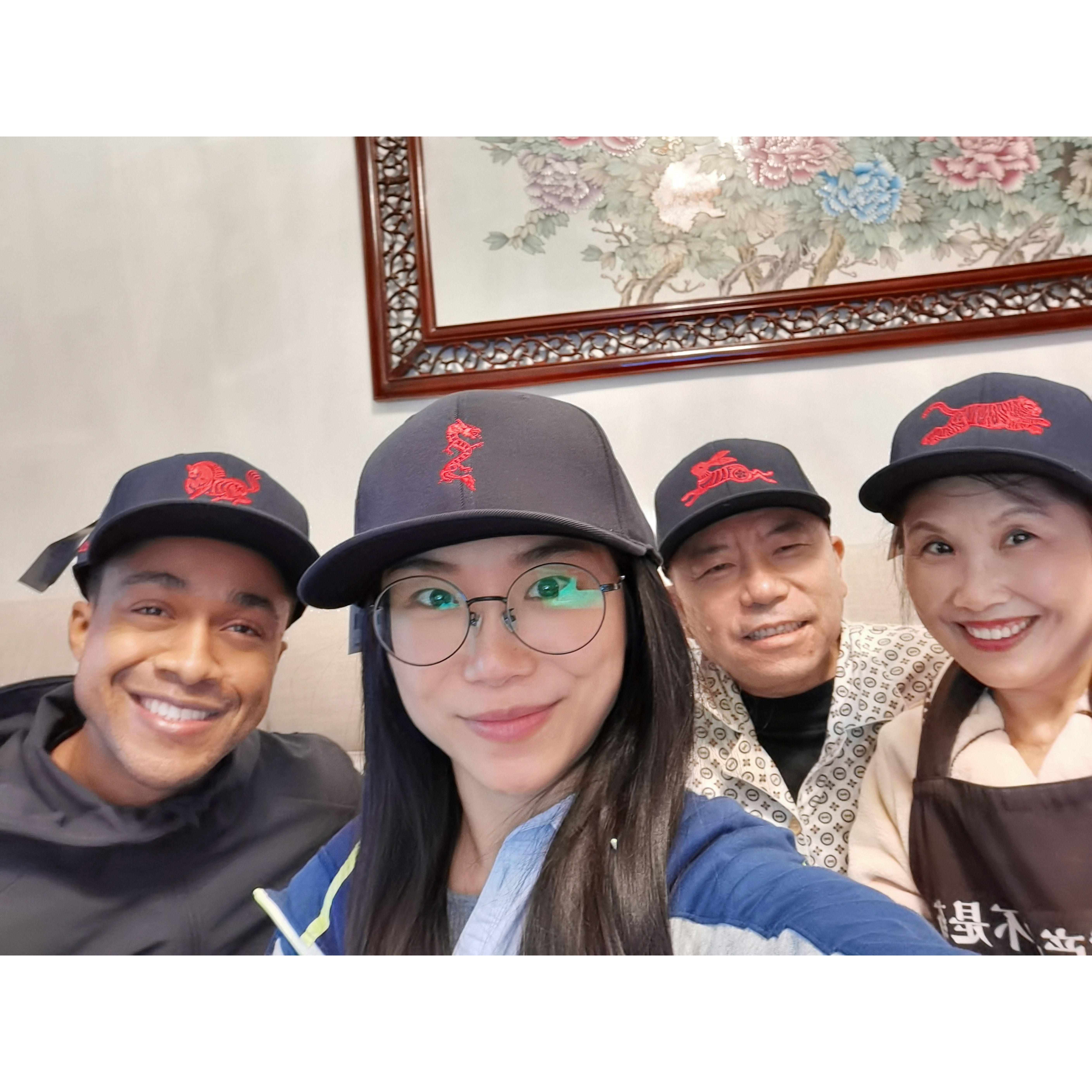 Family Bonding Nanchang 2020. Custom-made zodiac hats.