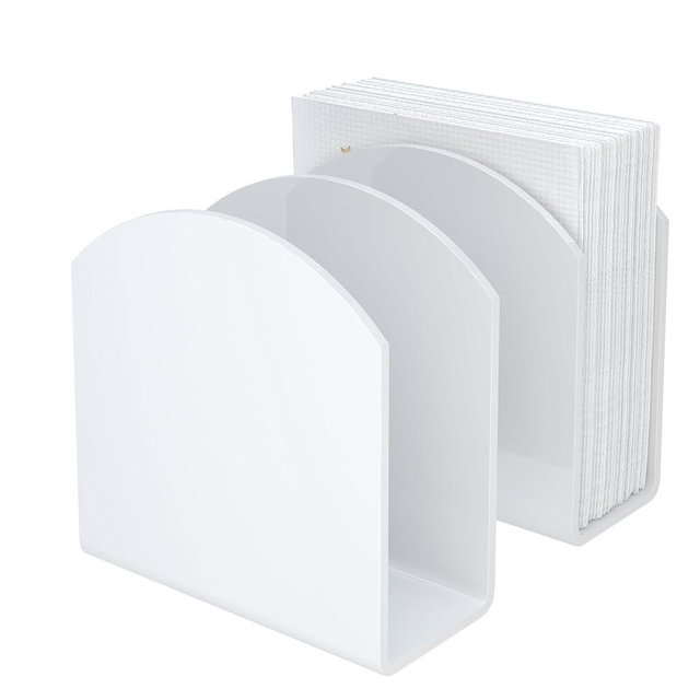 SILUT 2 Pack Napkin Holder for Table, Acrylic Napkins Holder, Napkin Dispenser for Kitchen Table, Cocktail Napkin Holder for Bar, Banquet, Restaurant, Freestanding Napkins Holder - White