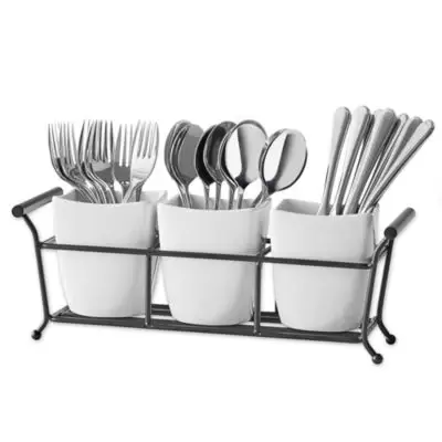 B. Smith 4-Piece Flatware Caddy in White