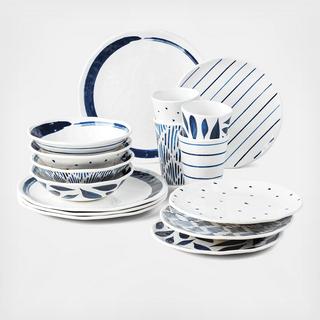 Blue Bay 16-Piece Melamine Dinnerware Set, Service for 4