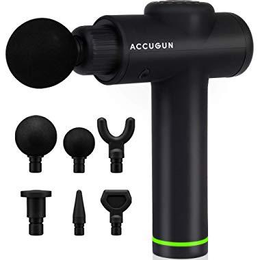 Accugun Pro | 3 Powerful Vibration Speeds | Massage Gun for Athletes, Muscle Soreness Recovery, Back & Foot Stiffness, Deep Tissue Therapy Relaxation | Percussion, Handheld, Cordless | Flyby Designed