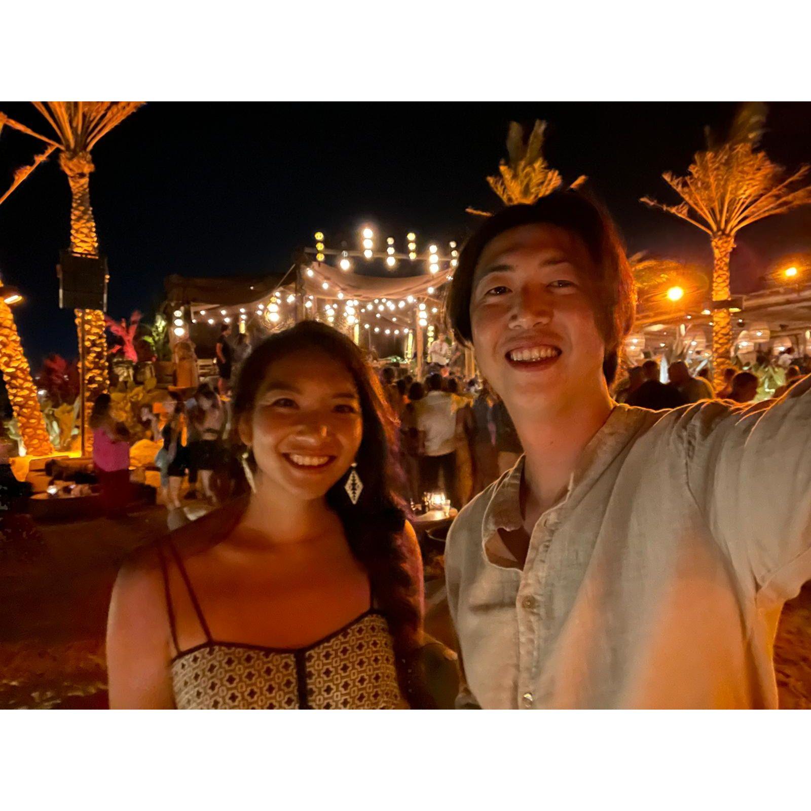 Ting and David's first beach party in Greece