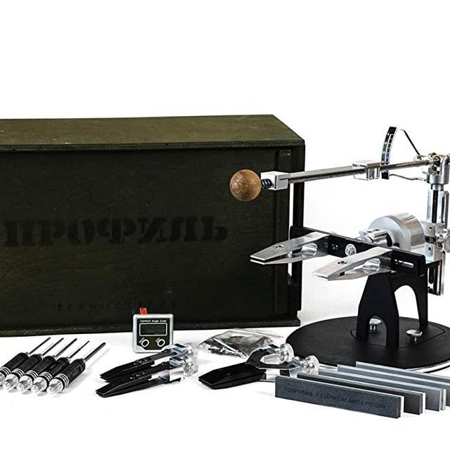 TSPROF K03 Professional Knife Sharpener System|100% steel and Ultra Strong Aluminum 7075-T6 Alloy| Knife Sharpening Maker Kit|For All Types of Knives |Complete sharpening kit with set abrasive stones|