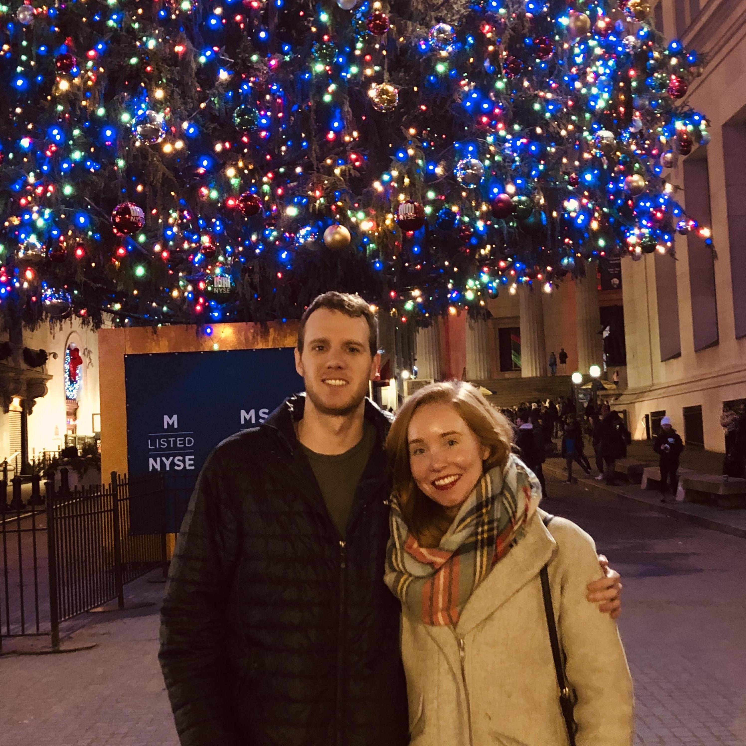 Christmas 2018 in front of the NYSE tree right outside our apartment