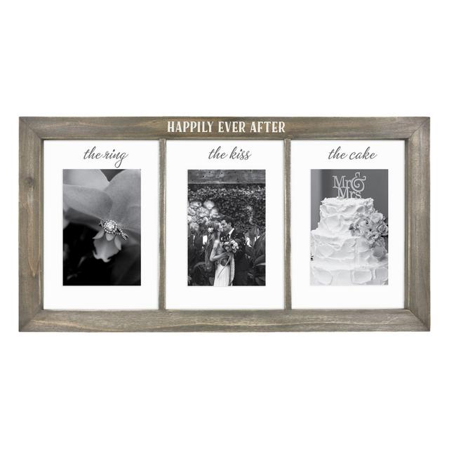 Wedding 3-Opening 4-Inch x 6-Inch Float Frame in Grey