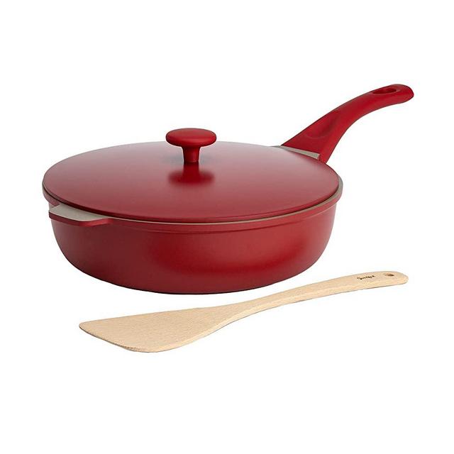 Goodful All-in-One Pan, Multilayer Nonstick, High-Performance Cast Construction, Multipurpose Design Replaces Multiple Pots and Pans, Dishwasher Safe Cookware, 11-Inch, 4.4-Quart Capacity, Crimson Red