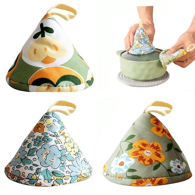 3 PCS Hot Pot Lid Handle Oven Mitt Cast Iron Handle Cover Heat Resistant Casserole Pot Lid Knob Cover Hand Protector Knob Grabber Holder for Kitchen Baking Cookware