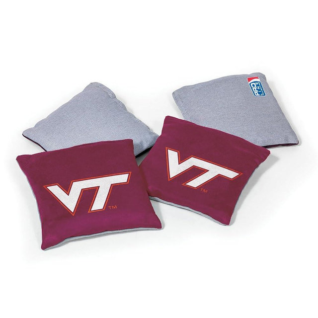 College Pro Football Virginia Tech Hokies Dual-Sided Bean Bags by Wild Sports, 4 Pack - Premium Toss Bags for Cornhole Sets