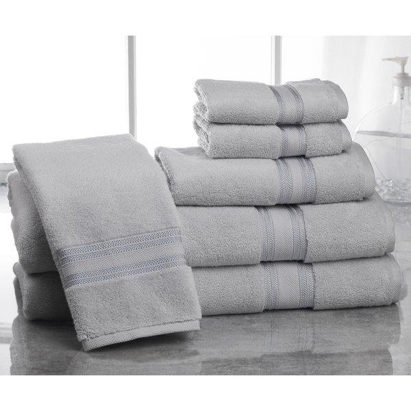 Brecken Zero Twist 6 Piece 100% Cotton Towel Set WHITE