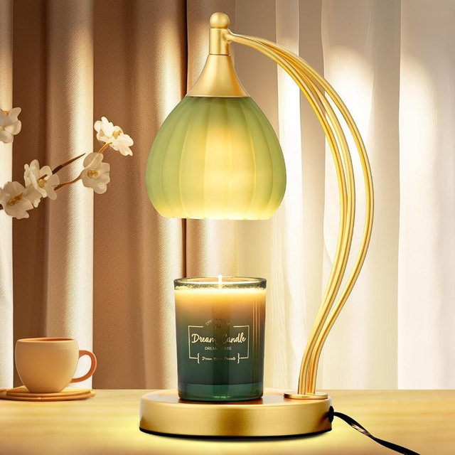 Candle Warmer Lamp, Electric Candle Warmer with Timer Dimmer - Candle Lamp Warmer for Scented Jar Candles - Candle Melter Lamp for Housewarming Gifts New Home Decor (Green)