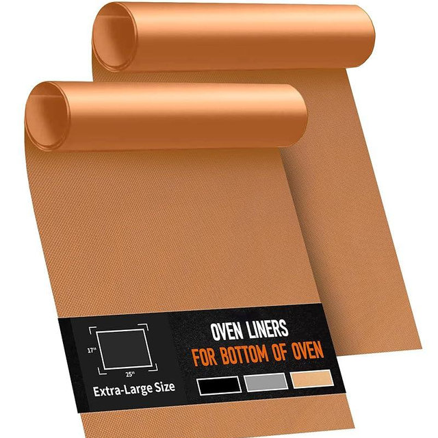 17x25" Large Oven Liners for Bottom of Oven, Heavy Duty Non-Stick Reusable Fiberglass Teflon Oven Mat for Electric Gas Toaster & Convection Ovens Dishwasher Safe, Kitchen Essentials, 2 Copper