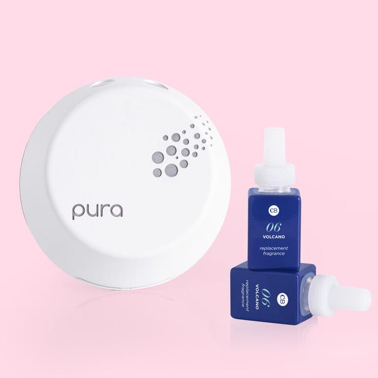 Capri Blue Pura Smart Home Plug-in Diffuser Kit: 1 App-Controlled Aromatherapy Diffuser + 2 Capri Blue Volcano Diffuser Pura Fragrance Refill Vials – Fragrance Diffusers for Home (0.34 oz)