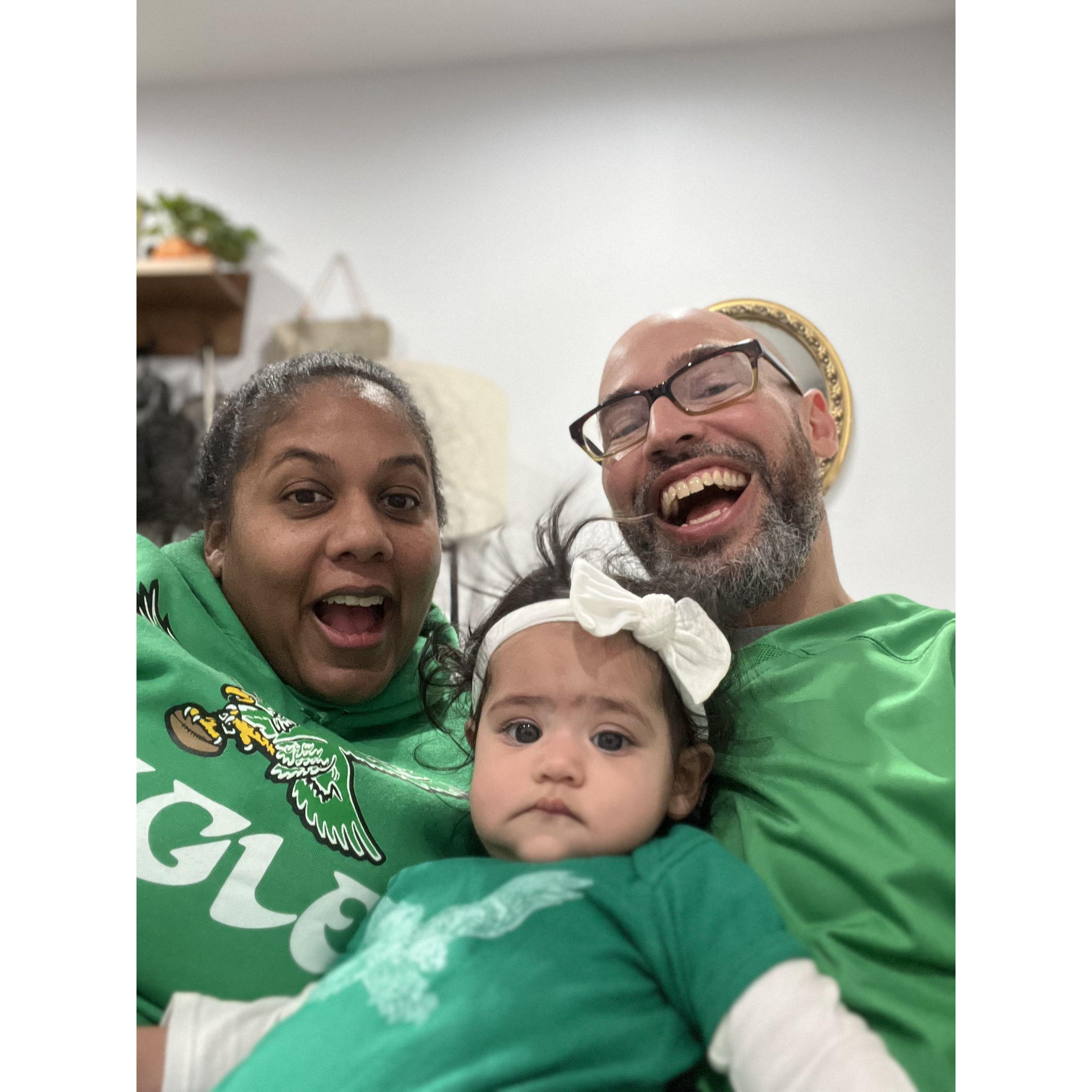 We are pumped to watch the game together!