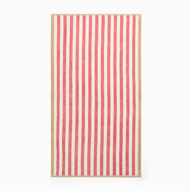 Biarritz Striped Beach Towel, 40x70, Coral