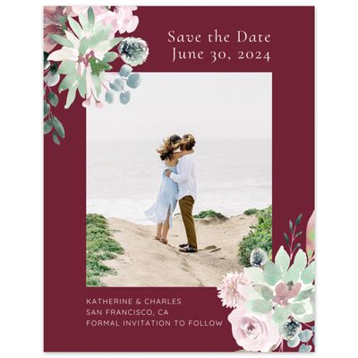 Burgundy, Red Wedding Digital Save the Date - Cricket Classic