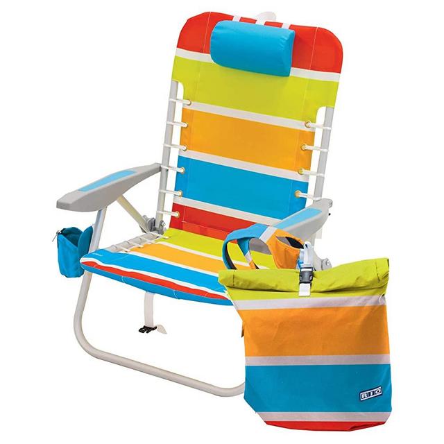 Rio Brands Beach Lace-Up Suspension Folding Beach Chair with Removable Storage Pack