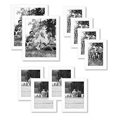 Americanflat 10-Piece Multi Pack White Frames; Includes (2) 8x10 Frames, (4) 5x7 Frames, (4) 4x6 Frames