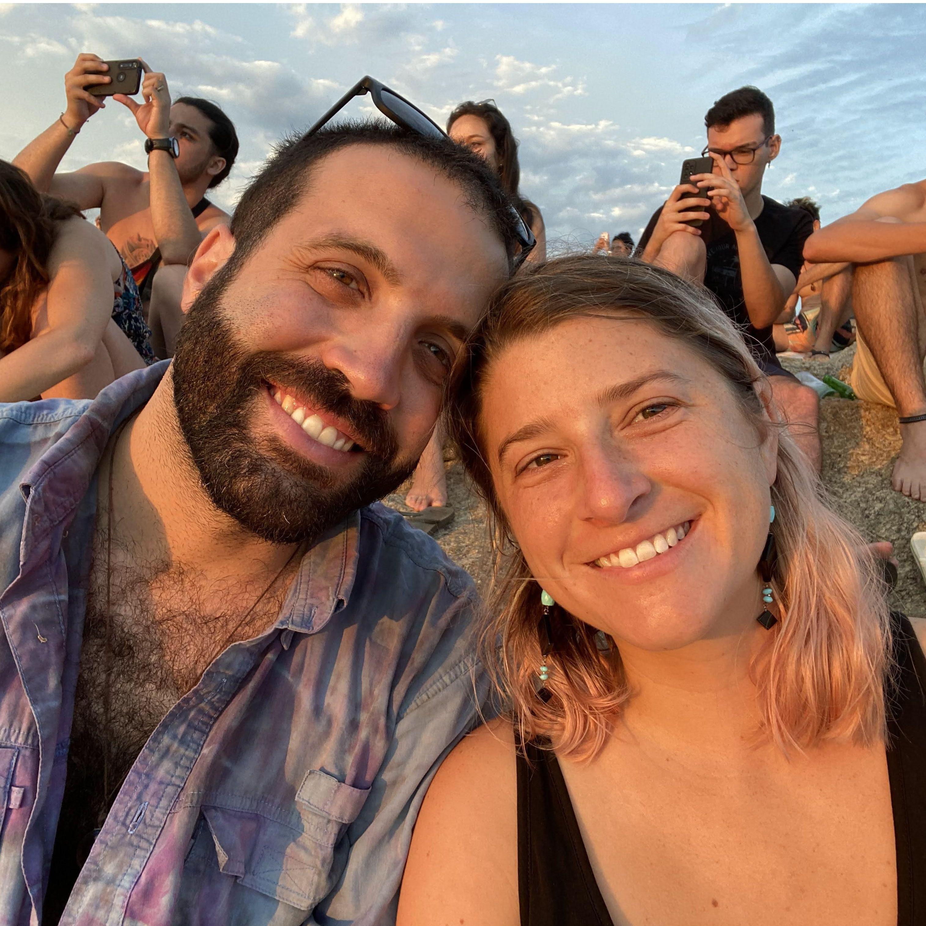 New Years Day on Arpoador rock - watching the sunset with all the other penguins