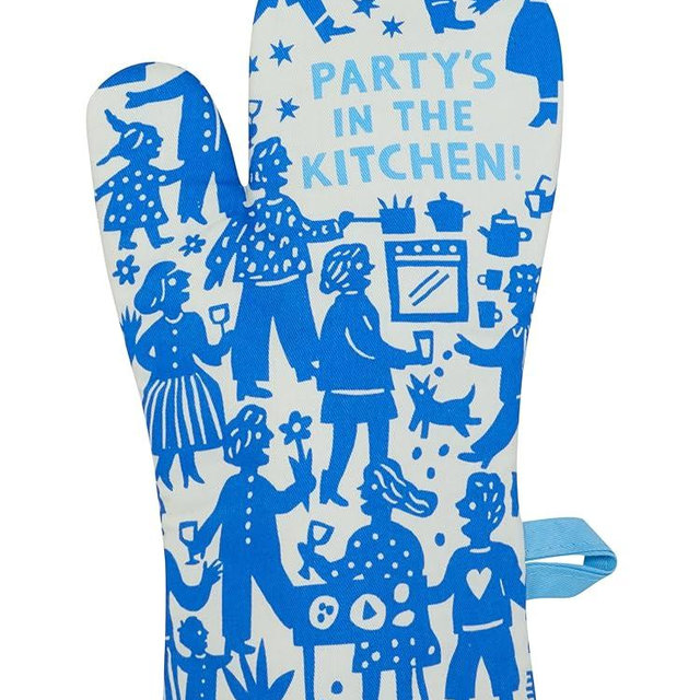 Blue Q Party's in The Kitchen Funny Oven Mitts - Cute Oven Mitts, Home Kitchen Gifts, Cooking Accessories, Super-Insulated Quilting, Comfy Natural-Fitting Shape, 100% Cotton, Size 12.5" L x 7.5" W