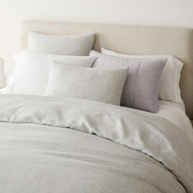 European Flax Linen Duvet, Full/Queen, Frost Gray Fiber Dye