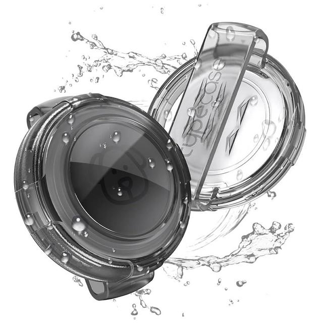 Waterproof Airtag Dog Collar Holder - (2pack) Ultra-Durable Plastic Pet Collar Case for Apple Airtags, Anti-Lost Air Tag Case for Dogs Cats Collar,Fits Most Collars-Transparent Black/White