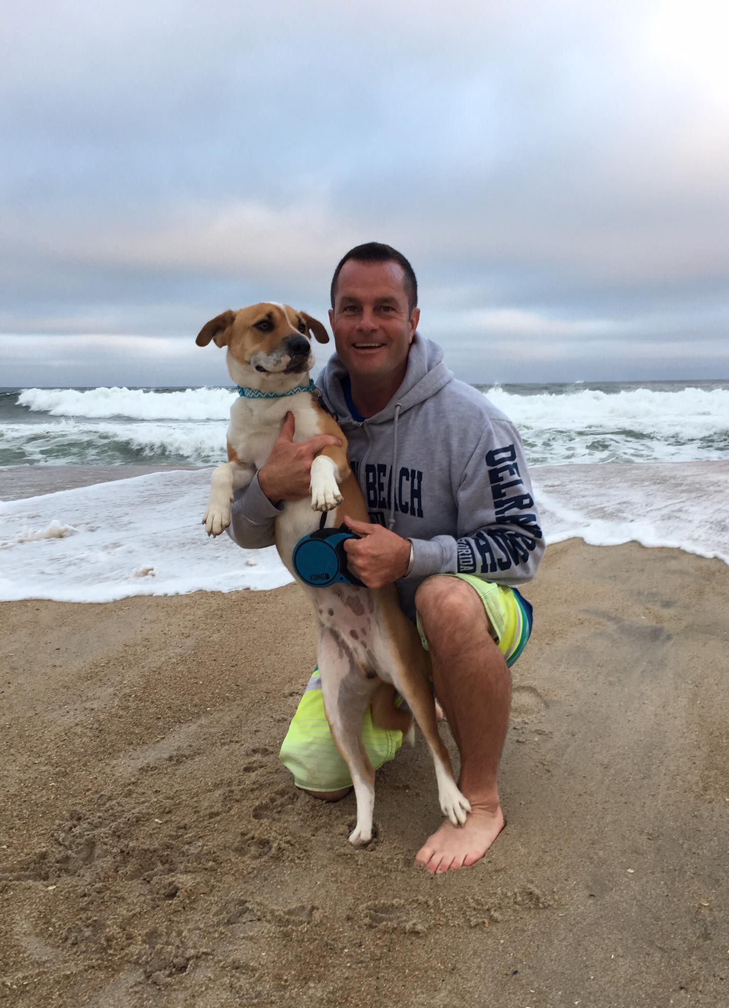 Trying to force our Delray to like the beach!