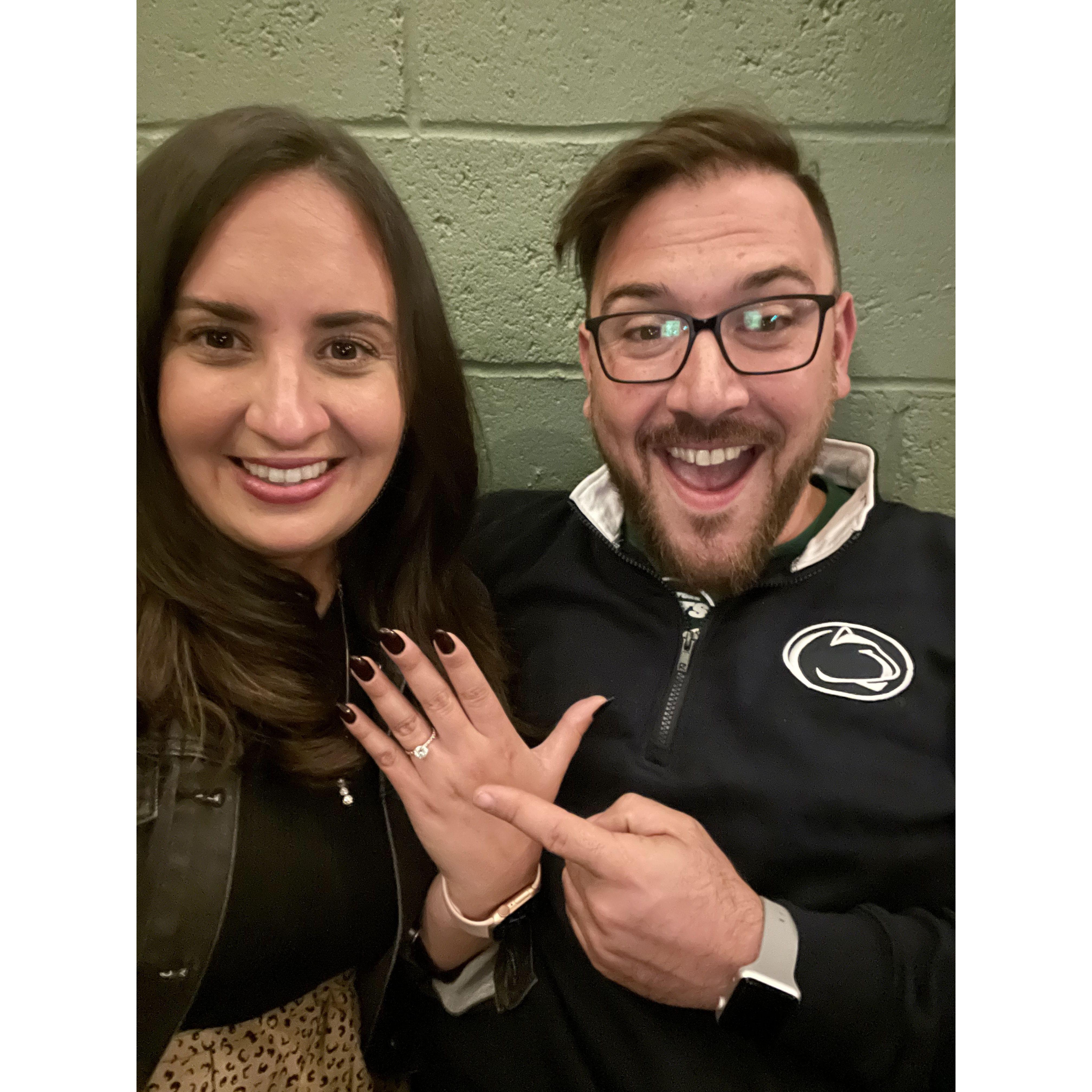 Celebrating our engagement at our favorite spot, Bar Dalia. Let's do this!