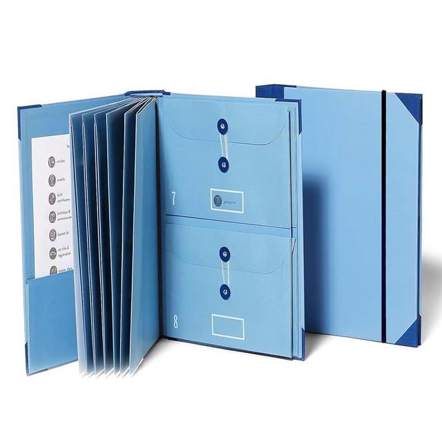 Folio Folders with Pockets, 2024 New Important Document Organizer, in Case I Go Missing Binder, Estate Planning Organizer, File Organizer for Paper, Office and School, Work (1, Blue)