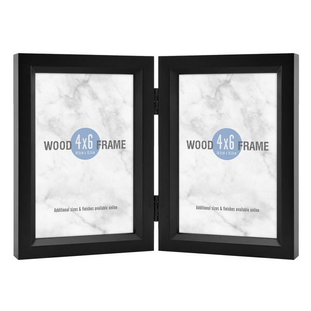 Gallery 2-Photo 4-Inch x 6-Inch Hinged Wood Frame in Black